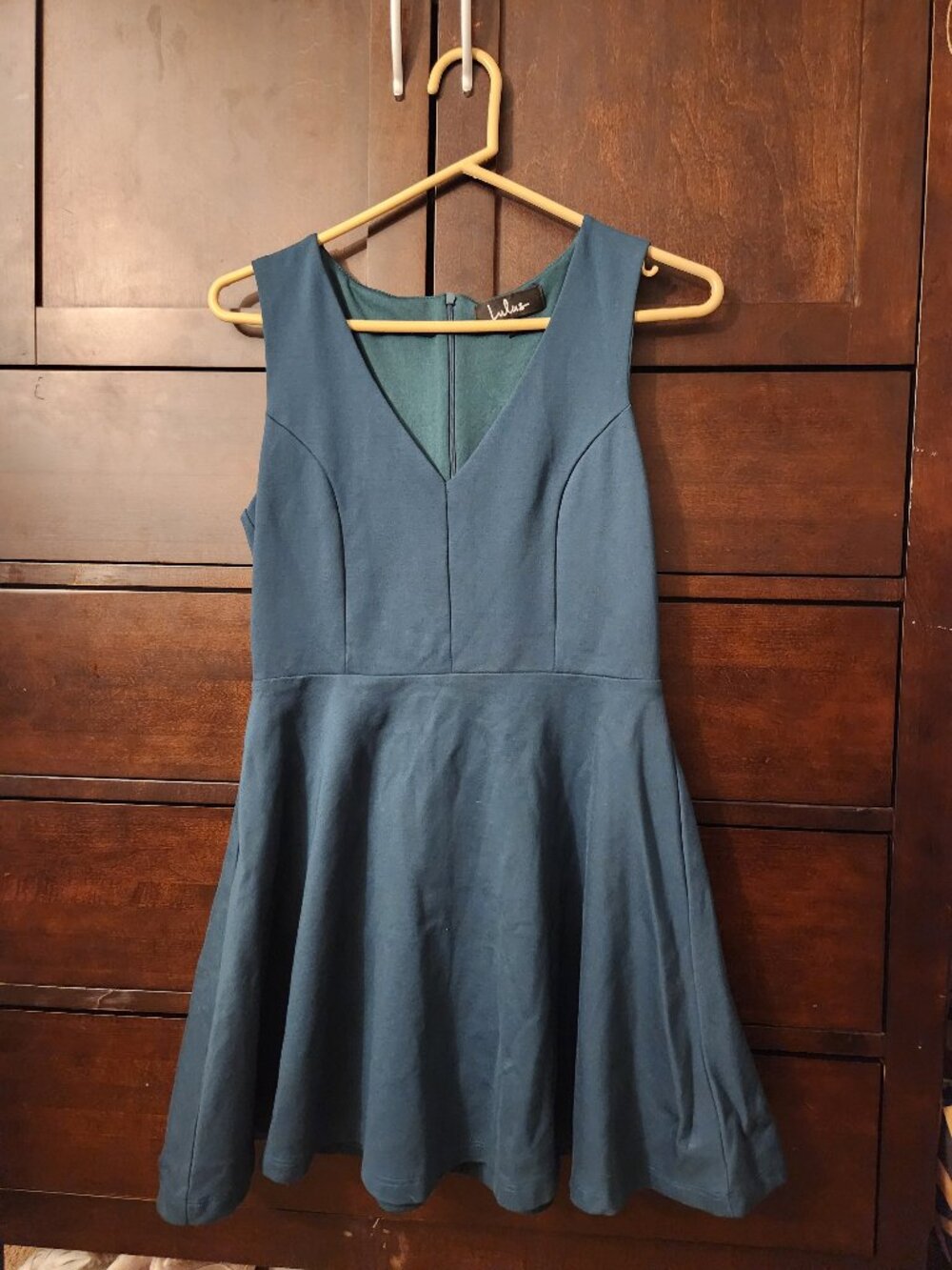 Lulu's dark forest green fit & flare skater dress